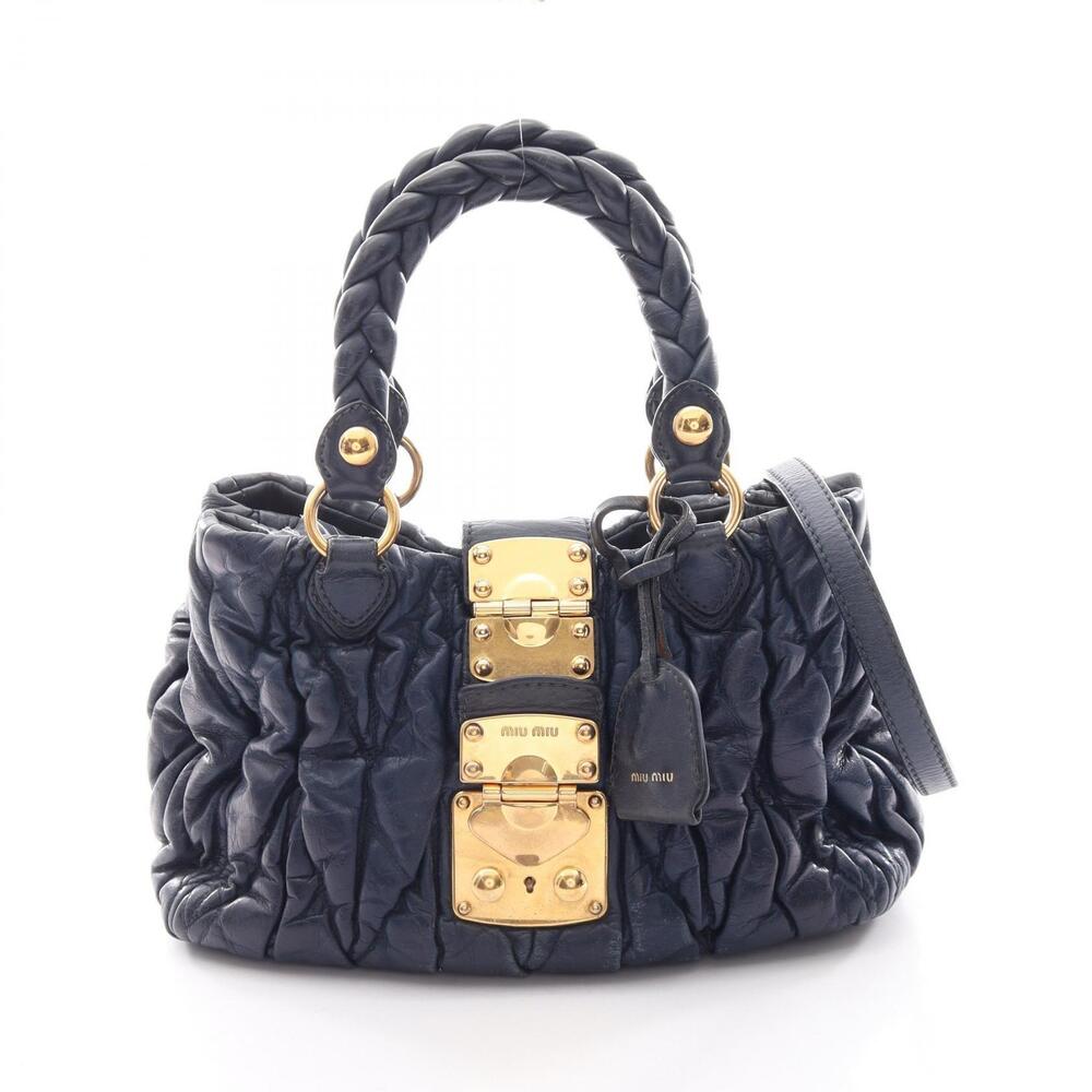 Miu Miu Matelasse Handbag leather Navy Blue